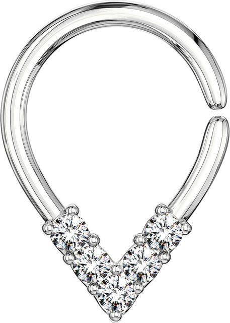 Produktbild Star Piercing Micro Piercing Ring silber spitzig mit Kristallen (Messing)
