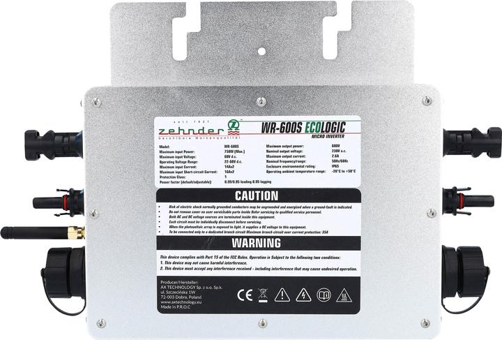 Produktbild Schubiger Smart Micro Wechselrichter ZEHNDER WR-800S Ecologic, mit APP Steuerung