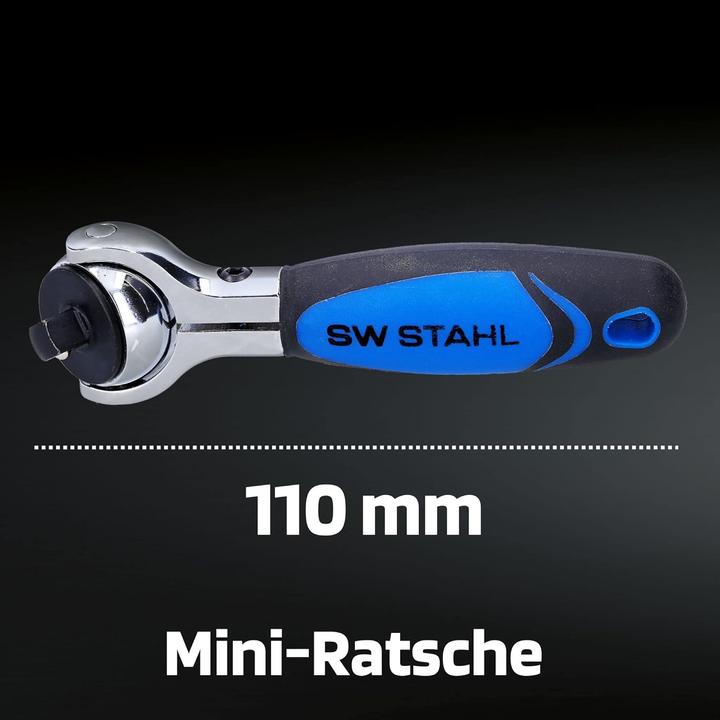 Produktbild SW-Stahl 05715L Umschaltknarre 1/4 Zoll I 270 Grad Schwenkkopf I Mini Ratsche I feinverzahnt mit 72 (1/4")