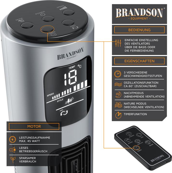 Image du produit Brandson Ventilateur de tour (48 dB)