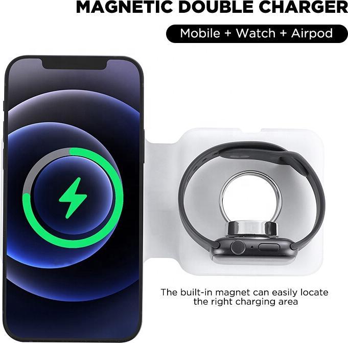 Produktbild PhoneLook Faltbare 15W Wireless Charger 3 in 1 Ladegerät für iPhone, AirPods & Apple Watch (15 W)
