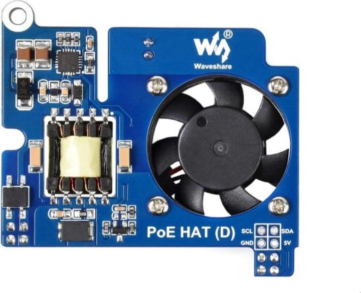 Actual product image WaveShare POE Power over Ethernet HAT D for Raspberry Pi