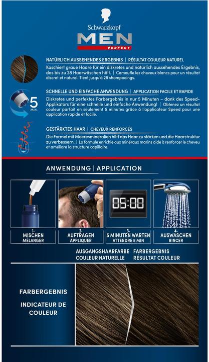 Produktbild Schwarzkopf Men Perfect Anti-Grau Tönungs-Gel (70 Natur Dunkelbraun)