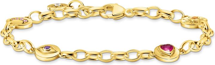 Immagine prodotto Thomas Sabo Bracciale con luna, occhio, cuore e sole simbolici placcati in oro (19 cm, Argento 925)