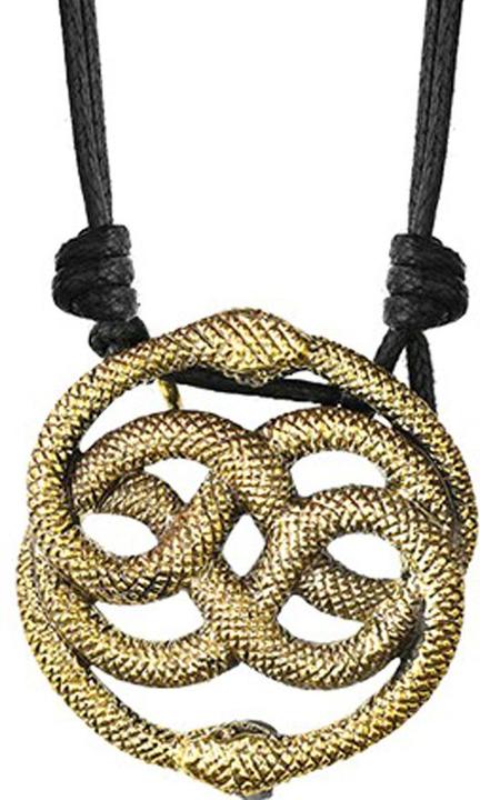 Actual product image Star Piercing Necklace black pendant gold plated two snakes (Brass)