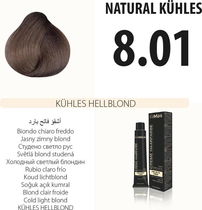Actual product image FemMas 8.01) Hair Color Cool Light Blonde 100ml (Cool light blonde)