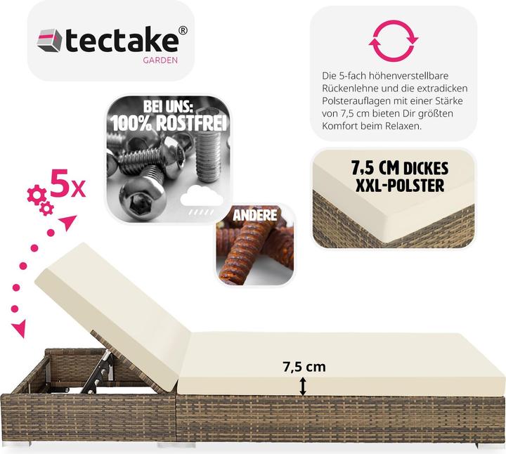 Immagine prodotto tectake Sedie a sdraio in rattan (184 cm)