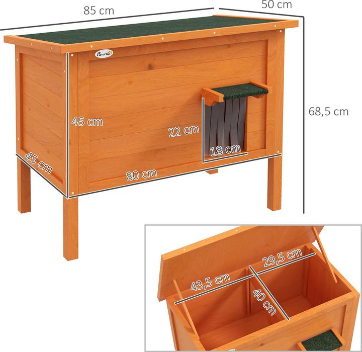 Image du produit PawHut Niche pour chat avec toit et chatière (Chatière manuelle)