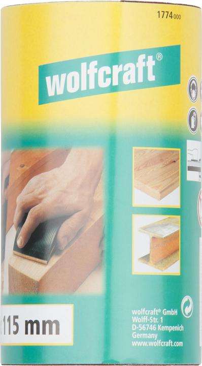 Produktbild wolfcraft Schleifpapierrolle für Holz/Metall, 5 m x 115 mm, Körnung 240 (240)