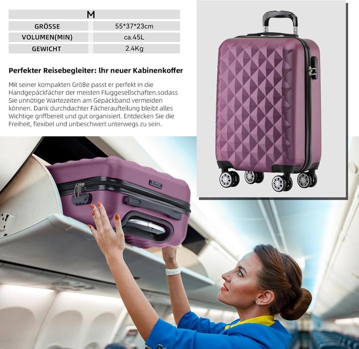 Image du produit Beibye 3-teiliges Hartschalen-Kofferset (115 l, Bagage à main (jusqu'à 50l), M (50 - 90l), L (90 - 115l))