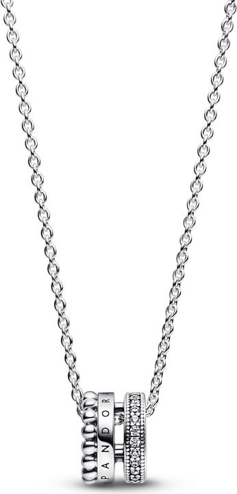 Produktbild Pandora Signature Logo Pavé & Beads Halskette (Sterling Silber 925, 42 - 45 cm)