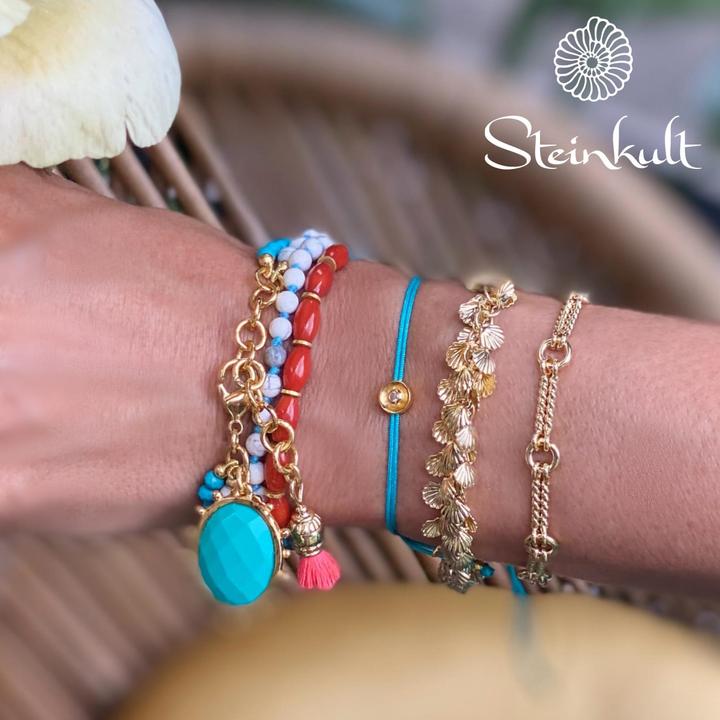 Immagine prodotto Steinkult Bracciale con diamante in argento dorato "Il mio diamante speciale". (0.60 cm, Argento 925, Filo di nylon, placcato in oro 18 ct. e con 0,03 ct. diamante)