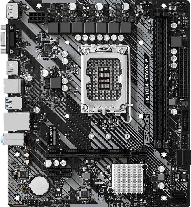 Produktbild AsRock H610M-HDV/M.2 R2.0 (LGA 1700, Intel H610, mATX)