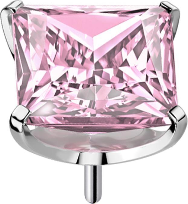 Produktbild Star Piercing Threadless silber mit quadratischem Kristall pink gefasst (Titan G23, ohne Messing)