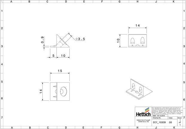 Produktbild Hettich Rückwand-Stabilisator 14 x 10 x 15 mm (1 Stk.)