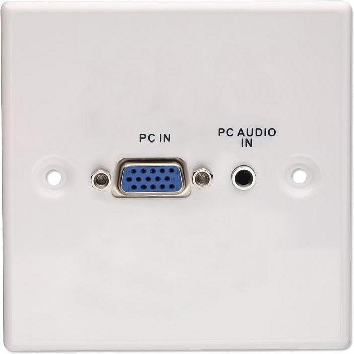 Lindy 60211 Metall-Wandsteckdose VGA + 3,5 mm Stereo-Buchse (Extender)