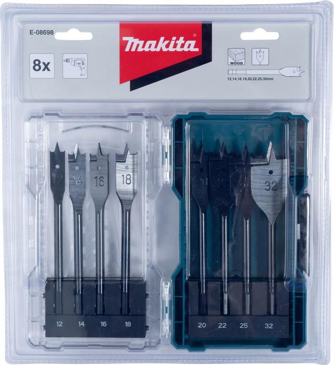 Actual product image Makita Flat milling drill set 8 pcs. (12, 14, 16, 18, 20, 22, 25, 32 mm)