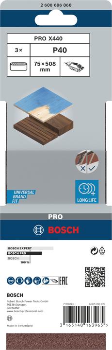 Actual product image Bosch Professional Zubehör PRO X440 sanding belt, 75 x 508 mm, G40 (40)
