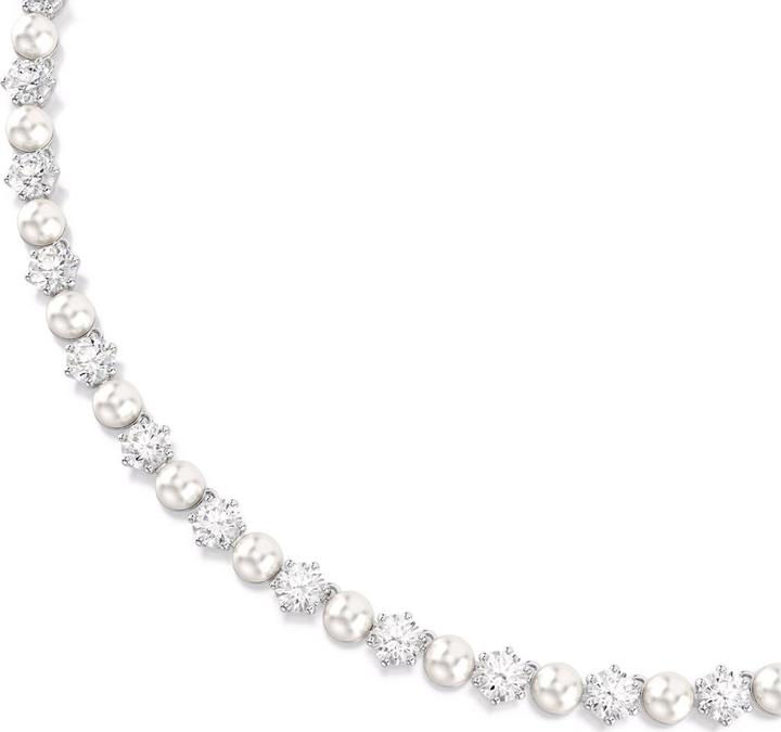 Produktbild Swarovski Matrix Tennis Halskette Kristallperle Rundschliff Weiss (Swarovski Metall)