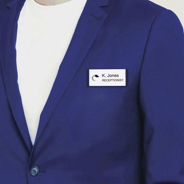 Actual product image Badgepoint POL20MA66-10DR Name badges, 64 x 22 mm, metal-coloured