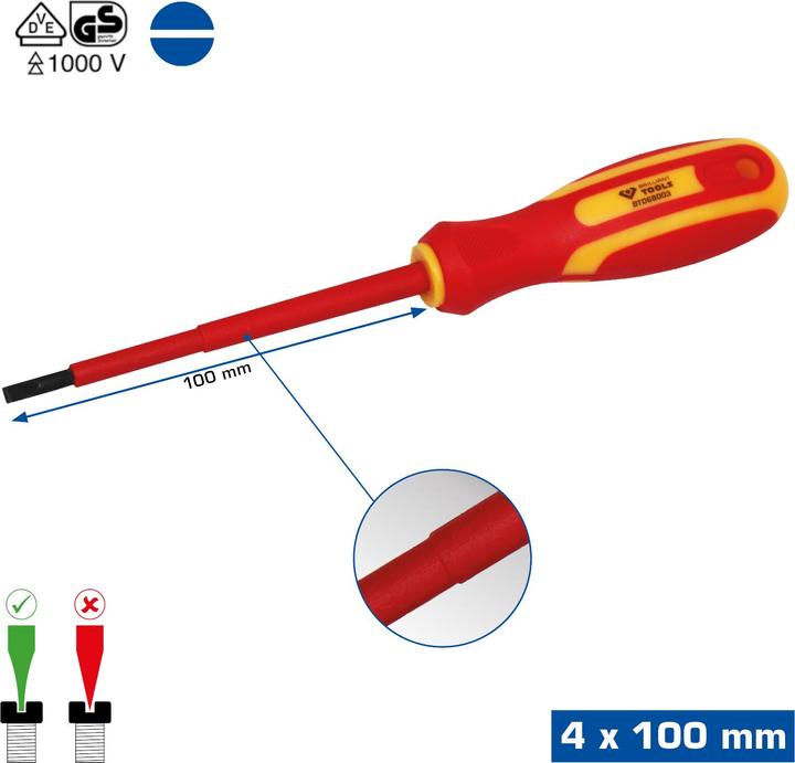 Produktbild Brilliant Tools VDE Schraubendreher Schlitz 4,0 x 100 mm (Schlitz)