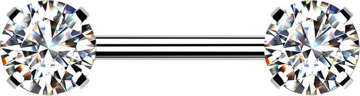 Star Piercing Threadless Barbell silber front mit Kristall silber gefasst (ohne Messing, Chirurgenstahl 316L)