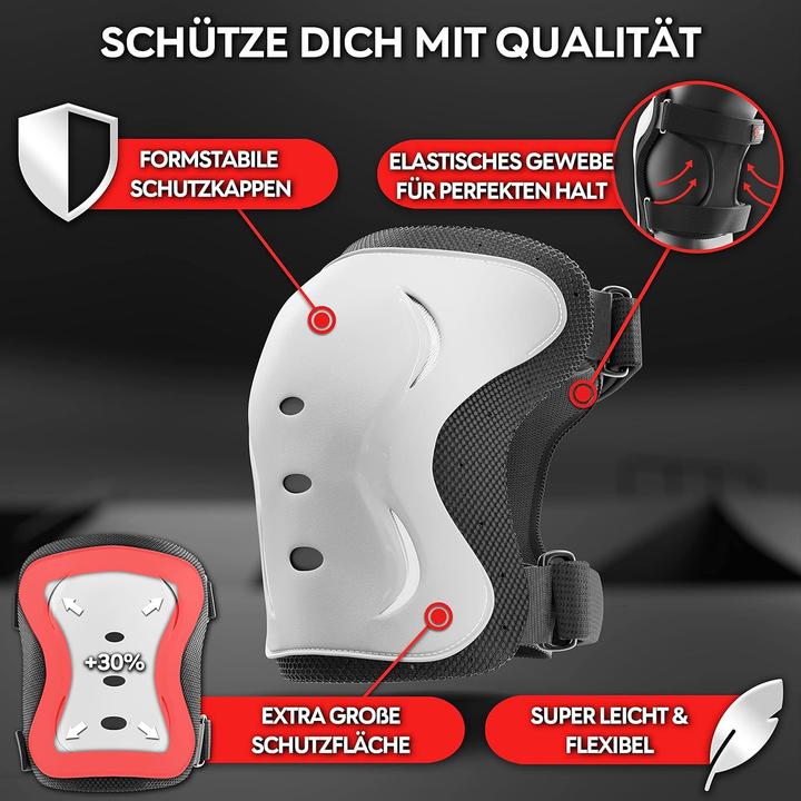 Image du produit Skatewiz 6-teiliges Skate Protektoren Set für Kinder & Jugendliche (S, Protège-poignets, Coudes, Genouillère, 6 pièces)