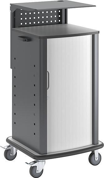 Actual product image eurokraft basic Laptop and equipment trolleys, with roller shutter, charcoal RAL 7016. (25 kg)