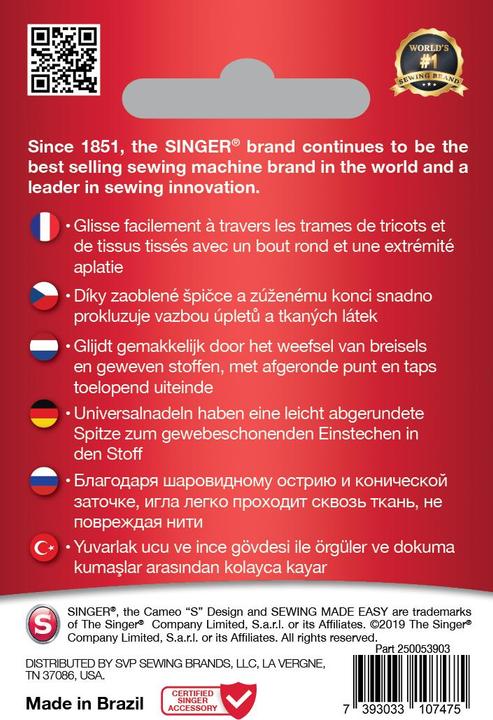 Produktbild Singer UNIVERSAL Nähmaschinennadel, 90/14, 10er Pack