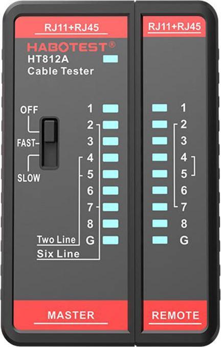 Actual product image Habotest HT812A Network cable tester RJ45/RJ14/RJ12/RJ9