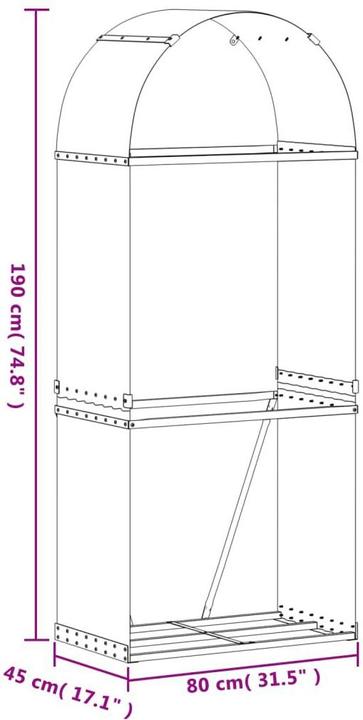 Produktbild VidaXL Kaminunterstand (80 x 45 x 190 cm)