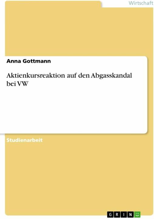 Actual product image Share price reaction to the VW emissions scandal (German, Anna Gottmann, 2019)