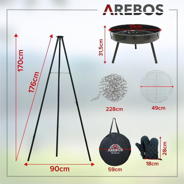 Immagine prodotto Arebos Griglia girevole per barbecue (90 cm)