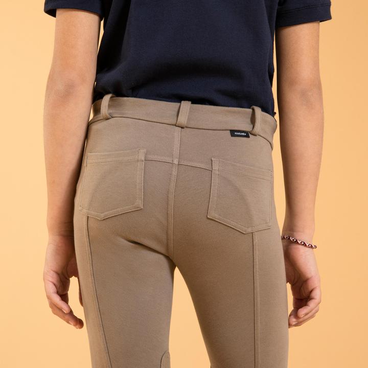 Actual product image Fouganza Riding breeches 140 knee patches children brown (128)