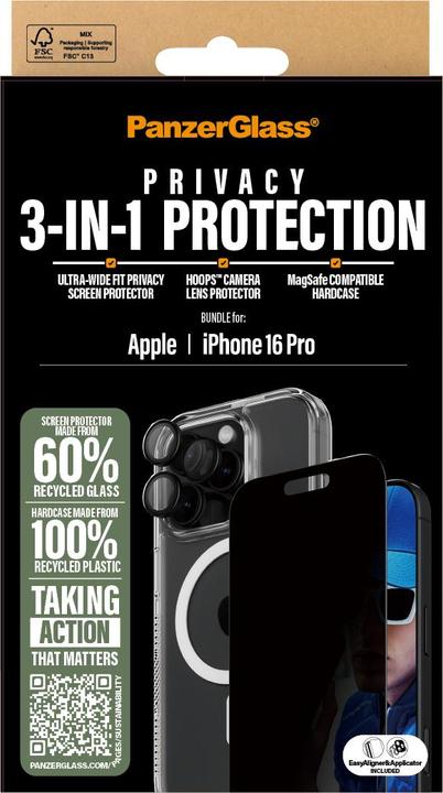 Image du produit PanzerGlass Confidentialité (1 pièce(s), Apple iPhone 16 Pro)