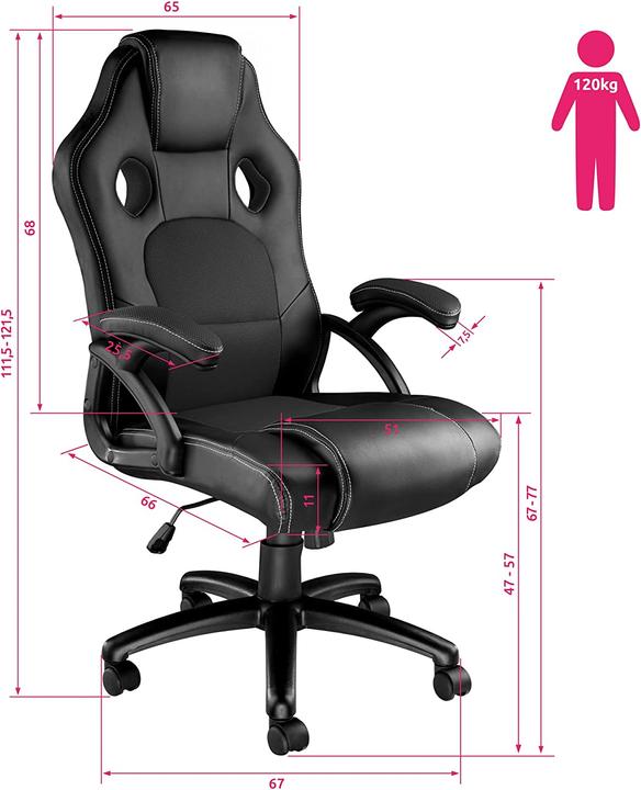 Image du produit tectake Siège sport Fauteuil de direction, noir-noir