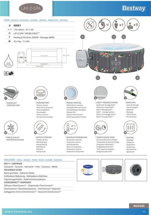 Image du produit Bestway Lay-Z-Spa Aruba (3 pers.)