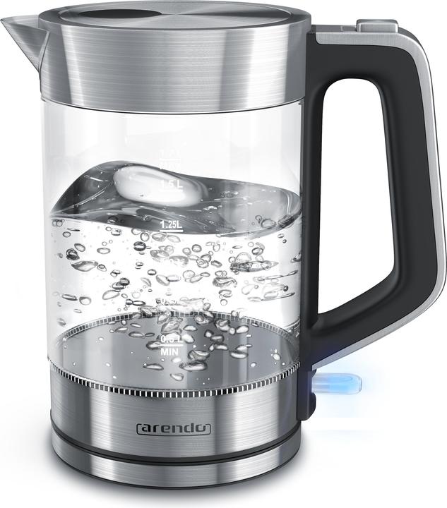 Actual product image Arendo Kettle 1.7 l, 2200 W, stainless steel & glass, cool-touch handle, overheating & dry-boil protection (1.70 l)