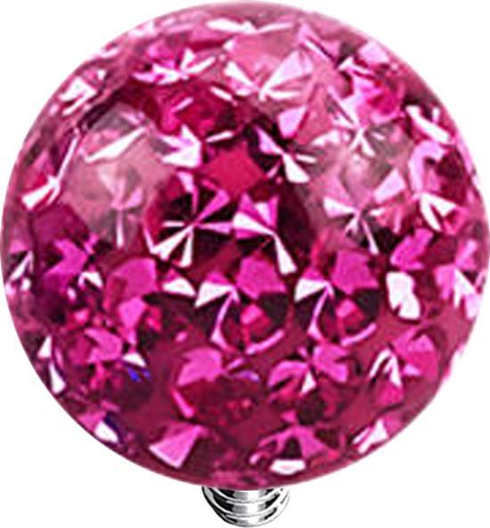 Actual product image Star Piercing Dermal Anchor crystal ball pink epoxy protective layer (Titanium G23, without brass)