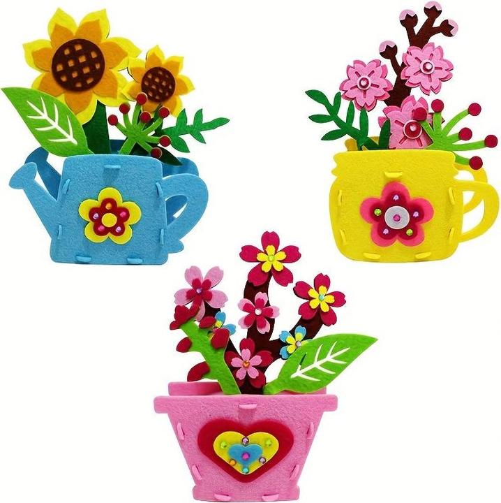 Actual product image Activity Board DIY flower pot, flower craft kit, potted plant arts and crafts toy, non-woven nursery