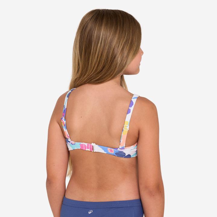 Image du produit Olaian Haut de maillot de bain brassière fleuri réglable Fille - 500 Nora blanc (140)