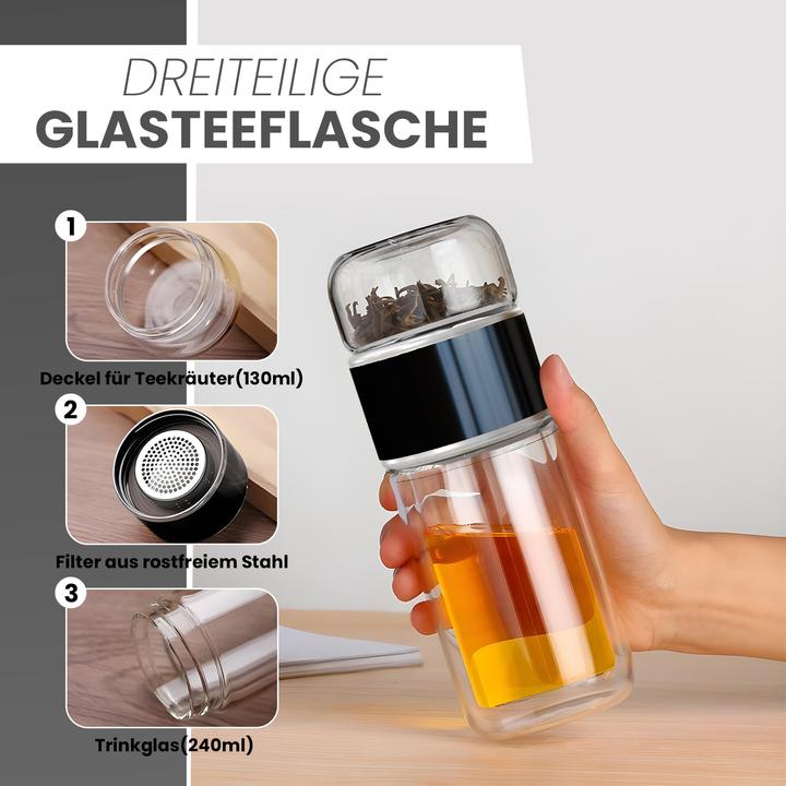 Produktbild Gewürzladen Näfels Drehbare Teeflasche aus hitzebeständigem Glas mit Teefilter - to go (0.24 l)