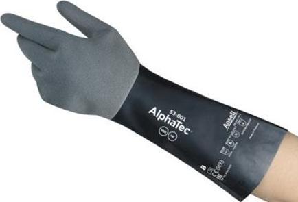 Actual product image Ansell Chemical gloves AlphaTec 53-001 size 8 grey/black EN 388, EN 374, EN 407 PPE category III (8)