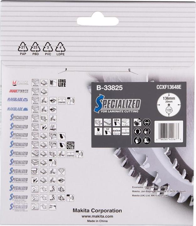 Actual product image Makita SPECIALIZED Saw blade 136x20x48Z (B-33825)