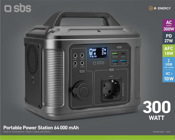 Immagine prodotto SBS Stazione di ricarica portatile 64.000 mAh a 300 Watt di potenza (64000 mAh, 300 W)