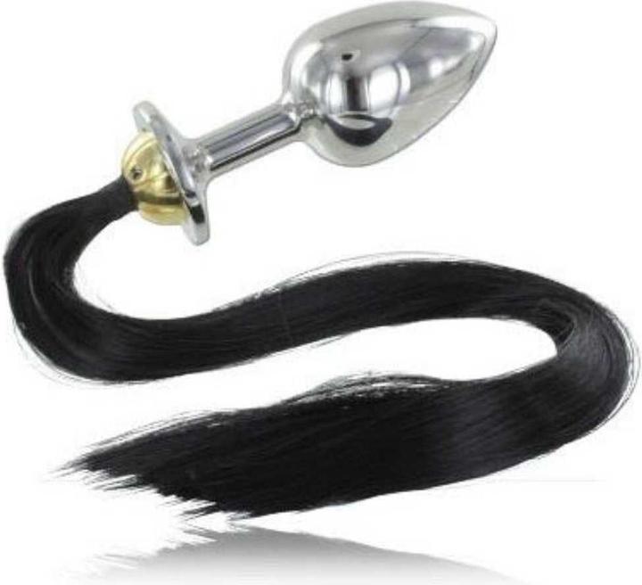 Image du produit Metal Hard Metalhard Black Hair Pony Plug Anal 8.89cm