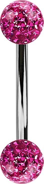 Immagine prodotto Star Piercing Banane silber mit zwei Kristallkugeln pink Epoxy Schutzschicht (senza ottone, Titanio G23)