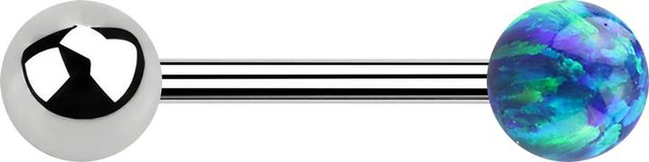 Image du produit Star Piercing Barbell argent avec boule et boule opale bleu (sans laiton, Acier chirurgical 316L)