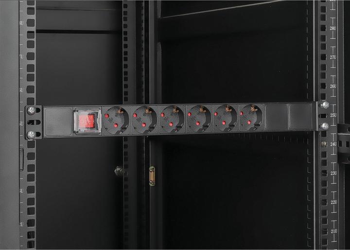 Actual product image Intellinet 19" 6-way socket strip / PDU, protective contact, 1 U