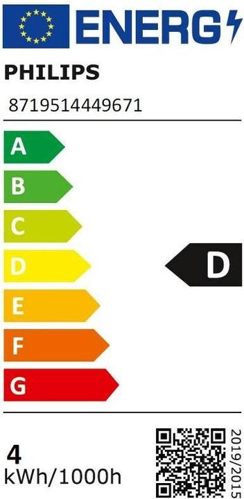Etichetta energetica Philips Professional Lampada a LED (E27, 3.40 W, 470 lm, 1 x, D)